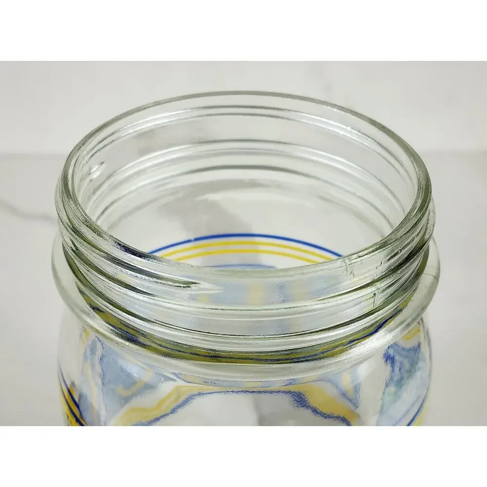 Noel Glass Canister Jar Cookie w/ Blue Lid 7